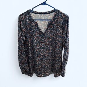 NWT Lomon Floral V-Neck Women's Top Casual Long sleeves blouse